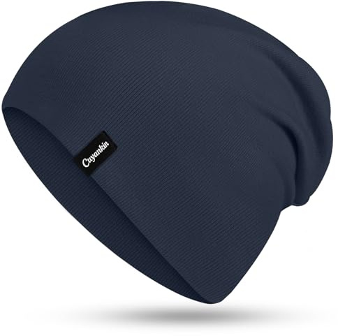 Cuyankin Mütze Damen Herren, Slouch Beanie Mütze aus Baumwolle, Leicht & Atmungsaktiv Dünne Mütze, Weich Doppellagig Longbeanie Perfekt für alle Jahreszeiten