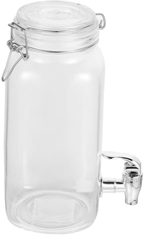 TOKIDNY Glass Juice Dispenser with Faucet Sealed Canister for Kitchen Household Use Airtight Lid with Seal Ring for Fresh Beverage Storage Convenient Tap for Easy Pouring