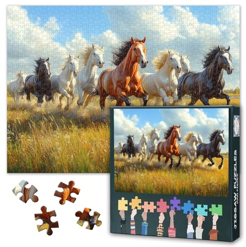 Puzzle 1000 Teile für Erwachsene, Puzzle für Erwachsene 1000 Teile - Kraftvolles Motiv eines galoppierenden Pferdes, beeindruckende Wall Art - 70x50 cm