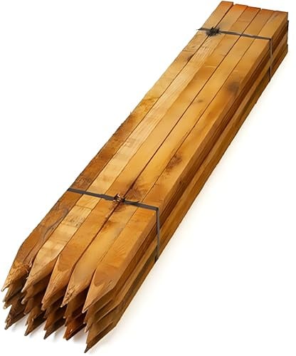 Tree Stakes 90cm (3ft) – Square Wooden Garden Stakes 32mm, Pressure Treated Timber Plant & Tree Support (Pack of 10)