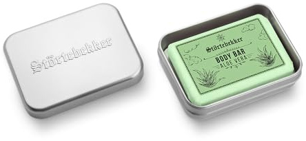 NEU: Störtebekker® Premium Festes Duschgel (Aloe Vera) & Seifendosen Set - Body Bar mit Shea Butter - feste Duschseife + Seifendose Aluminium Duschpflege Set - Handgefertigt in Seifenmanufaktur