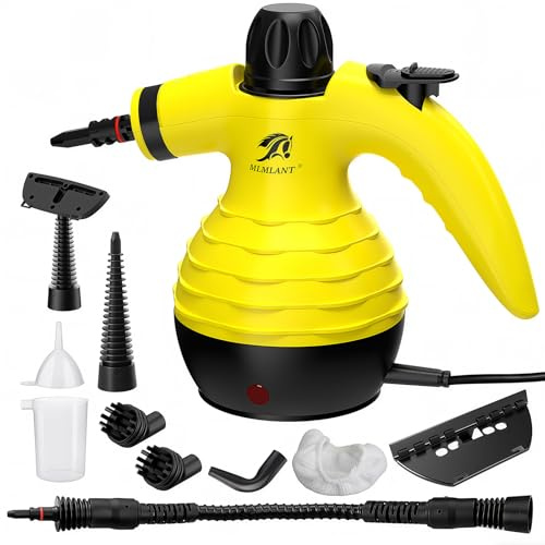 MLMLANT Nettoyeur Vapeur à Main pour la Maison, Vapeur Chaude 221°F (105°C) | 1050W Vapeur Chaude 10 Accessoires Nettoyant Polyvalent Fours Canapés Fenêtres Cuisine Salle de Bain