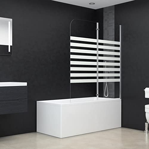 Kaloriko Box doccia 120x140 cm in vetro temperato con profili in alluminio, porta doccia pieghevole, paraspruzzi senza cornice, con materiale di montaggio per vasca da bagno o doccia