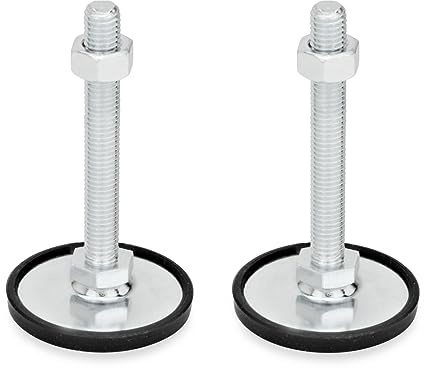 Ganter Normelemente | Stellfuß - GN 40-50-M12-100-A1-SK | Fußdurchmesser 50mm | Gummi Aufgeklipst | Stahl verzinkt | 2 Stück