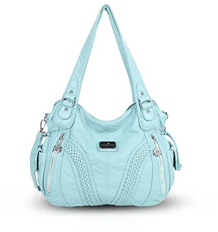 NICOLE & DORIS Damen Schultertasche Groß Hobo Tasche PU Leder Fashion Casual Handtasche Designer Tote Bag with Zipper Blau