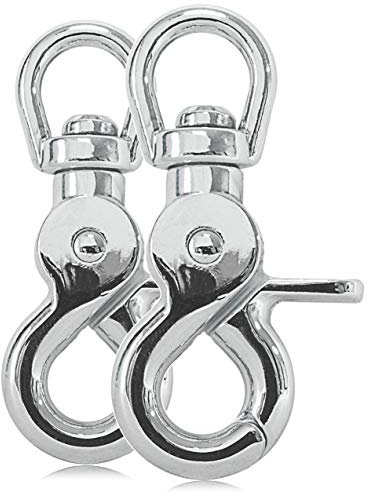 Ganzoo Scherenkarabiner-Haken mit Drehgelenk L: 60 mm, Schnappkarabiner für Hunde-Leine, 2 Stück, Wirbelkarabiner, Triggerhead für Paracord 550 Hundehalsband, legierter Stahl, Drehkopf, Farbe: Silber