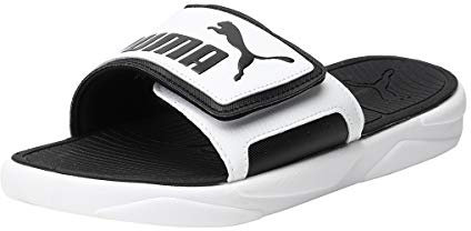 PUMA Unisex Royalcat Comfort Slide Sandal, White Black, 35.5 EU
