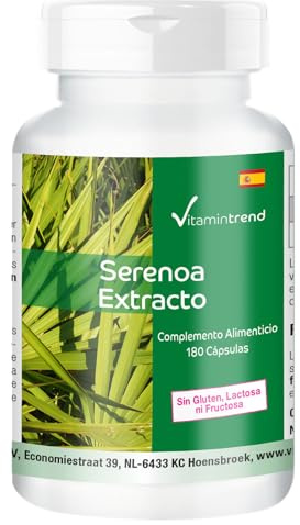 Vitamintrend Extracto de palma enana americana 300 mg, 180 cápsulas, fácil de tragar, complemento alimenticio vegano sin estearato de magnesio, fabricado en Alemania