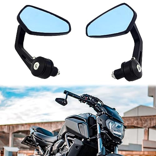 7/8 22mm Motorrad Lenkerendspiegel Aluminiumlegierung Seitenspiegel für Cruiser Scooter Street Bike-Schwarz