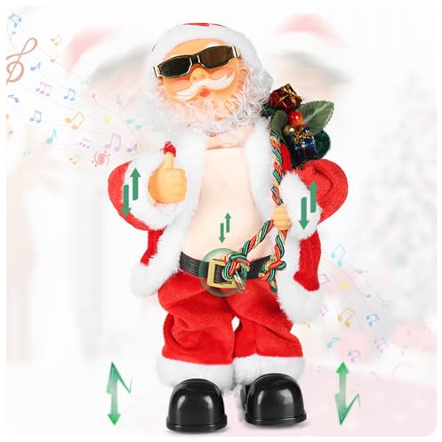 SdeNow Animierter Weihnachtsmann mit wackelndem Bauch Weihnachtsmann Mit Musik,der singt und Tanzt Plüsch Weihnacht Weihnachtsmann Spielzeug,elektrischer Weihnachtsmann für Kinder