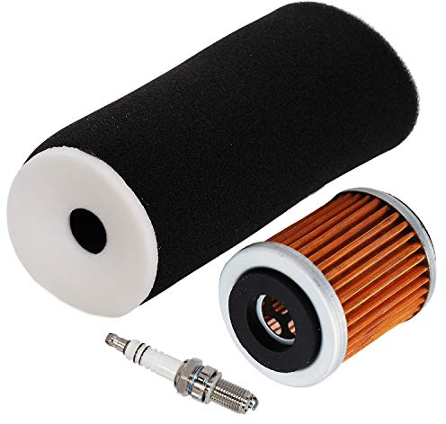 Carkio Luftfilter Element Reiniger mit Ölfilter Zündkerze Kit für Yamaha Raptor 350 YFM350 YFM350R, Warrior YFM350X, YFM350FX, Big Bear YFM350FW, ersetzt 1UY-14451-00-00, 1UY134400100