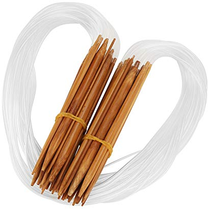 18 Paar Bambus Rundstricknadeln Set Doppelspitzen Stricknadeln mit transparenter Röhre Größe von 2-10mm Länge: 80cm
