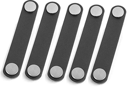 VOANZO 5 STÜCKE Möbel Türgriff Erste Schicht Leder Hardware Türgriff Pu-Leder für Möbel Hardware Doppel Nagel 14 cm (Schwarz)