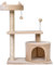 PawHut Cat Tree for Indoor Cats with Scratching Post Climbing Tower Kitty Activity Center Condo Perch Jumping Platforms Beige 61L x 41W x 81H cm