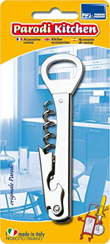 PARODI & PARODI - Cavatappi Vino e Birra in Acciaio, Apribottiglie con 2 Leve in 1 per Svitare Tappo Bottiglia Vini e Tappi a Carona - Accessori Cucina e Bar, Utensili Cucina Utili e Pratici 14x4 cm