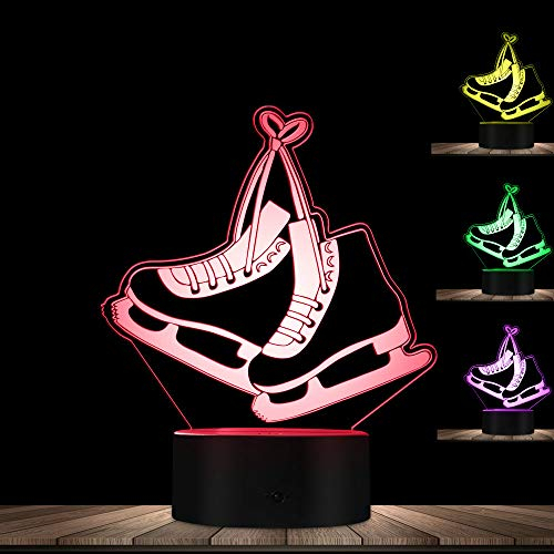 Jinson well 3D Schlittschuhe Lampe optische Illusion Nachtlicht, 7 Farbwechsel Touch Switch Tisch Schreibtisch Dekoration Lampen mit Acryl Flat ABS USB Kabel Spielzeug
