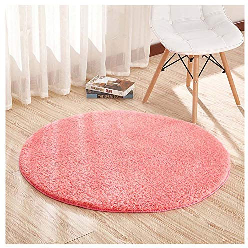 GUOCU Tapis Rond Vintage Tapis Chambre Moderne Tapis Shaggy Tapis De Sol en Peluche pour Décoration D'Intérieur Tapis Chambre Enfant,Rose,Diamètre 100cm