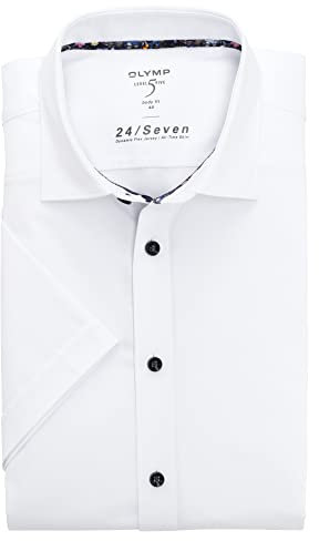 OLYMP Herren Businesshemd Kurzarm Level Five 24/Seven,Männer,Single Jersey,Body fit,New York Kent,Weiss 00,38