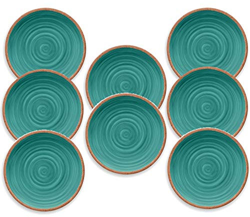 Rustic Swirl Turquoise Melamine Side Plate Set (8)
