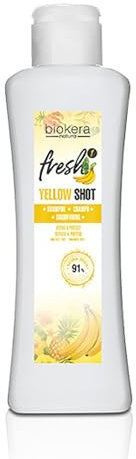 SALERM Yellow Shot Reparatur-Shampoo - Biokera Fresh - 300 ml - Repariert und schützt - für glänzendes und krauses Haar - Shampoo ohne Sulfate und Parabene