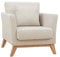 Miliboo Fauteuil scandinave déhoussable en Tissu Beige et Bois Clair Oslo