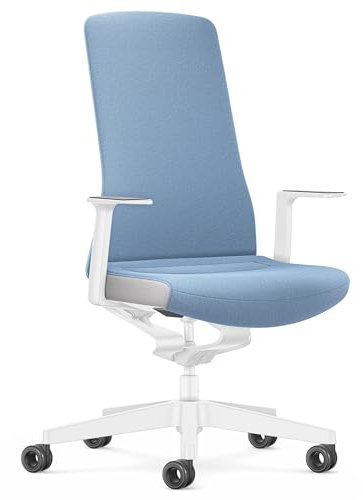 Interstuhl Bürostuhl Pure Interior Edition - Der Schreibtischstuhl der Sich an Gewicht und Bewegung anpasst - ergonomische Smart-Spring Technologie - Made in Germany (1D-Armlehne, Hellblau | Weiß)