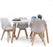 Homely - Conjunto de Comedor Tower Day 120 con Mesa lacada Blanca de 120x80 cm y 4 sillas Day (Gris Claro)