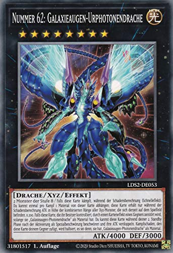 TCG LDS2-DE053 - Nummer 62: Galaxieaugen-Urphotonendrache Common DE im Set mit Ultrapro Toploader Yugioh