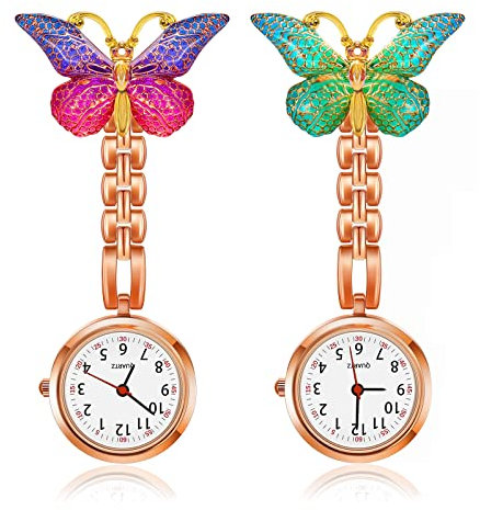 Xinjieda Montre gousset à quartz pour infirmières avec broche et clip de broche, 2 couleurs., Classique