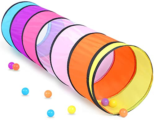 Túnel de Juegos para niños pequeños, Tienda de campaña emergente de 1,8 m para bebés, niños o Perros con 2 Lados de Malla (Túnel de Gateo clásico)