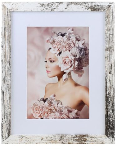 IDEAL TREND Bilderrahmen Holz Rahmen Plexi Acryl Collage Wanddeko Poster quadratisch S215: Farbe: Shabby-Weiß | Format: 30x45