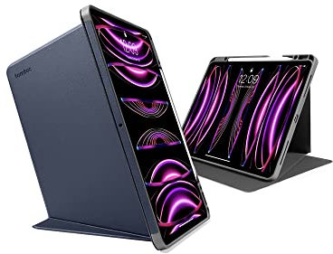 tomtoc Vertikale Hülle Case für 12,9-Zoll iPad Pro 6./5. Gen (M2&M1) 2022-2021, Schutzhülle mit iPad Pencil Halterung, Stifthalter, magnetischer Ständer für 3 Modus, passt Wireless Laden des Pencil
