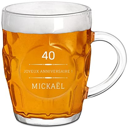 Maverton Chope à Bière Personnalisable – Verre à alcool avec gravure Idee Cadeau Homme - 500ml - Verre a Biere pour dégustation - Cadeau Personnalisé Anniversaire - pour ami - copain - anniversaire