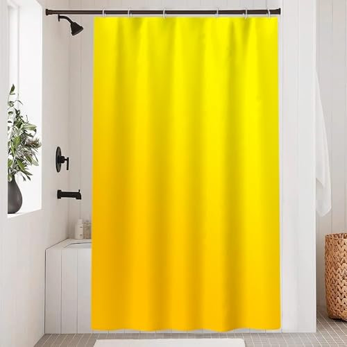 Uiiooazy Duschvorhang 120x200cm, Duschvorhang Anti Schimmel Gelb Gradient Senfgelb Modern Herbst Duschvorhänge Badewanne Stoff Waschbar Wasserdicht Polyester Bad Vorhang mit 8 Haken für Badezimmer