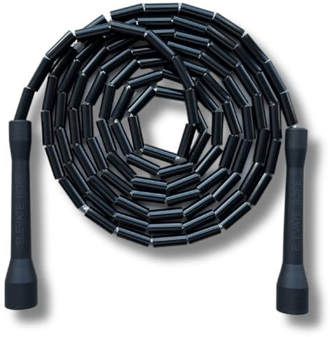 Elevate Rope Elevate Beaded Jump Rope - Professional Jump Rope with an adjustable length up to max. 3 mt, thickness 3mm poly cord/8mm including perlen, weight 0.1 kg. (schwarz)