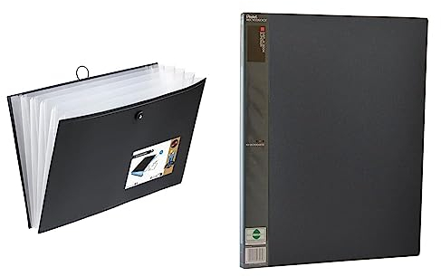 VIQUEL - Erweiterbare Ordnungsmappe A3 für Zeichnung oder A3 Dokumente - Großformat 6 Positionen - Schwarz & Pentel DCF132A Präsentationsmappe Format A3, Anthrazit