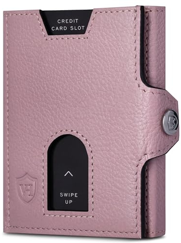 VON HEESEN Slim Wallet mit RFID Schutz - Geldbörse Herren klein - Mini Geldbeutel Damen Portmonee - Kartenetui Echtleder Karten Portemonnaie - Leder Kreditkartenetui Lavendel