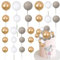 Gyufise 30Pcs Ball Cake Toppers Balls Cupcake Toppers Insert Foam Ball Cake Picks Mini Balloon Cake Decoration for Wedding Baby Shower Birthday Party Cake Decorations Supplies Dark Grey Gold White