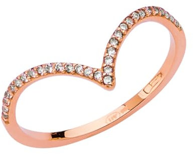 JewelryWeb 14ct Rose Gold V shape For Women Cubic Zirconia Band Ring Size 7-Ring