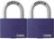 ABUS Vorhängeschloss T65AL/40 myLOCK - individuell beschreibbar - Spindschloss - massiver Aluminium-Schlosskörper - ABUS-Sicherheitslevel 5 - Lila (Packung mit 2)