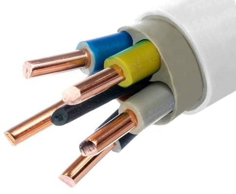 NYM-J Cavo per ambienti umidi Cavo per corrente forte Cavo elettrico Cavo di installazione (5g4mm2, bianco, 100m)