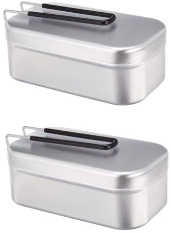 Kisangel 2Er-Box Salatbehälter Lebensmittelbehälter Bausatz Mittagsdose Behälter aus Metall Metallbehälter mit Deckel Zinn Blechdosen mit Deckel Camping Brotdose Werkzeug Container Schüler