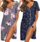 Ekouaer Women's Nightgown Cotton Nightdress Nightshirt Short Sleeve V Neck Sleep Dress Casual Sleepwear