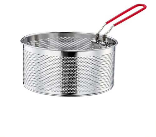 LZLUCKCOME Cesta para freír, cesta de pasta de acero inoxidable, cesta para freidora con mango largo, para olla, redonda, cesta colador de alimentos (20 cm), TUP-001
