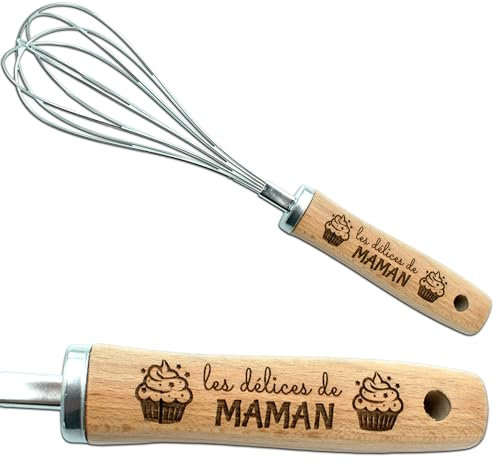 ERNESTINE - Fouet cuisine maman personnalisé - cadeau maman personnalisé - cadeau fête mères - fouet cuisine acier et bois - idée cadeau maman - cadeau maman unique cuisine - idée anniversaire maman