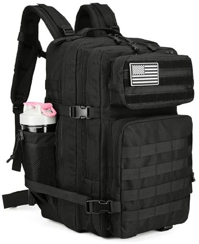 Lovelinks21 Taktischer Assault-Rucksack, 45 l, 3-Tage-Rucksack mit MOLLE-Wasserdichter Rucksack für taktische Rucksäcke (Schwarz-2), schwarz 2, Large, Rucksack