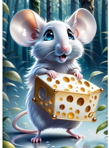 QENSPE Maus Diamond Painting, 5D Diamant Painting Bilder DIY Full Rund Diamond Art Set Erwachsene, Cartoon Tier Diamant Kunst Malerei Stickerei Set Kreuzstich Bilder Home Wand Dekor 30x40cm