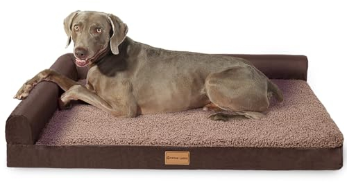 Patas Lague Orthopädisches XXL-Hundebett für extra große Hunde, 122 x 76 cm, wasserdicht, L-förmig, mit abnehmbarem waschbarem Bezug, weiche, bequeme Haustier-Couch-Matte mit rutschfester Unterseite,