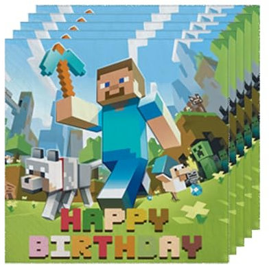 Mine Craft Party Napkins Serviettes,20Pcs Mine Craft Birthday Parties Decorations Napkins Tissue Miner Game Paper Napkin for Kids Boys Miner Gaming Theme Birthday Party Supplies