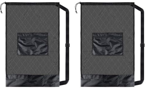 Mzshne Netz-Basketball-Tasche, leicht, mit Außentasche und Kordelzug, Aufbewahrungstasche für Sportgeräte